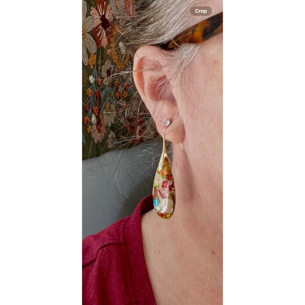 Charming Multicolor Stone Dangle Drop Earrings Wi… - image 4